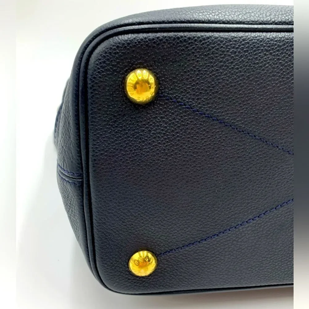 Auth Louis Vuitton Navy Blue Empriente Monogram Shopper Tote Bag